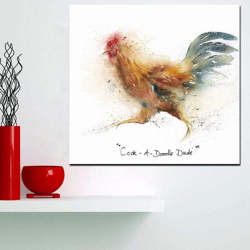 Abstract Rooster Canvas Wall Art