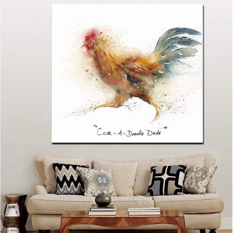 Abstract Rooster Canvas Wall Art