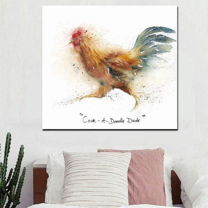 Abstract Rooster Canvas Wall Art