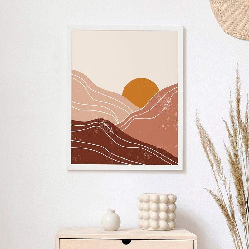 Abstract Mountain Sun Art Canvas