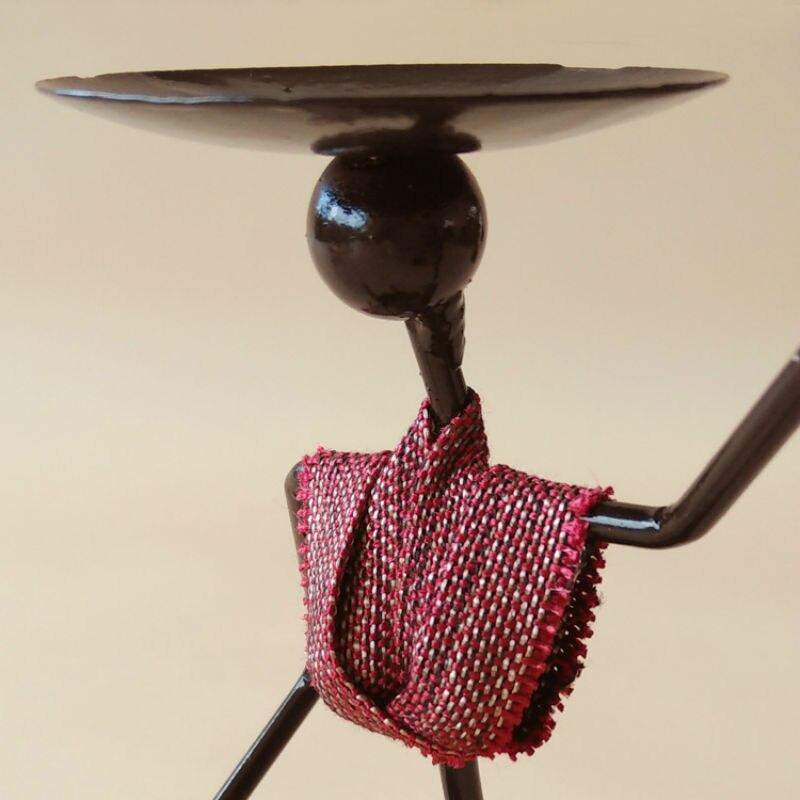 African Woman Metal Candle Holder