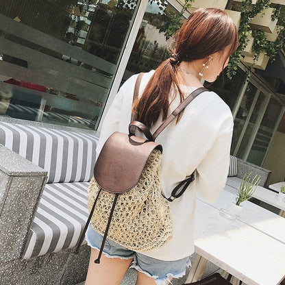 Althaia Straw Backpack