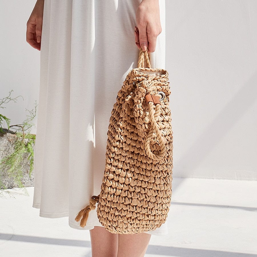 Amara Straw Drawstring Backpack