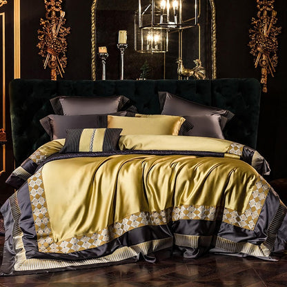Amarilla Luxury Embroidered Egyptian Cotton Satin Bedding Set