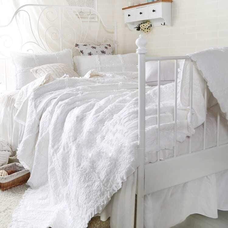 American Embroidered White Bedspread