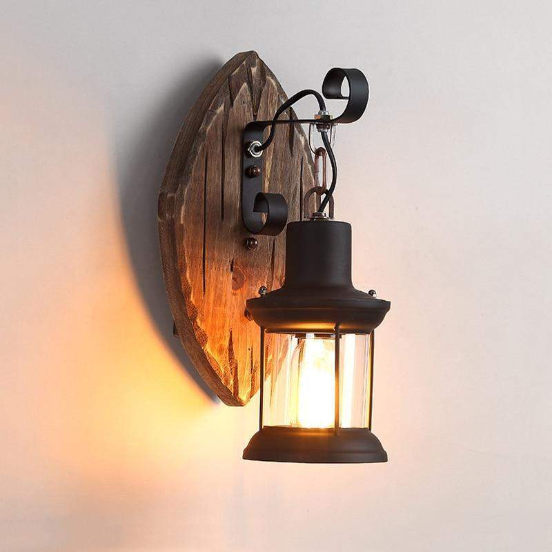 Antique Wood Country Style Wall Sconce