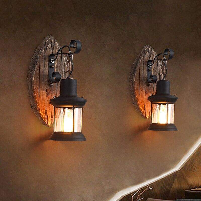 Antique Wood Country Style Wall Sconce