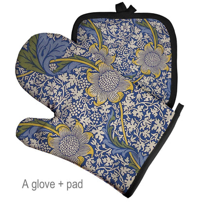 Art Floral Plant Pattern Oven Glove