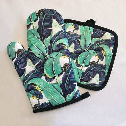 Art Floral Plant Pattern Oven Glove