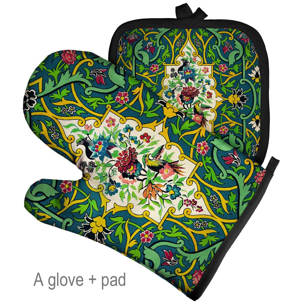 Art Floral Plant Pattern Oven Glove