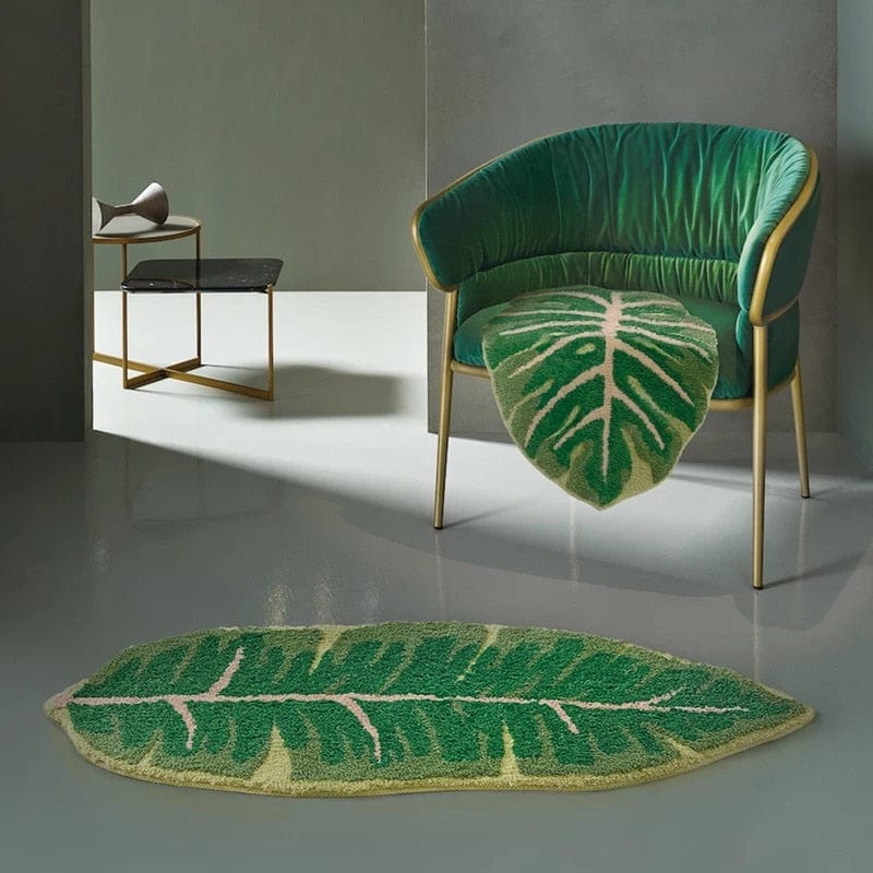 Alfombra de suelo con forma de Monstera Art