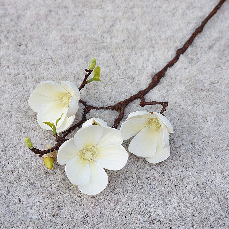 Flores artificiais de magnólia de 3 cabeças