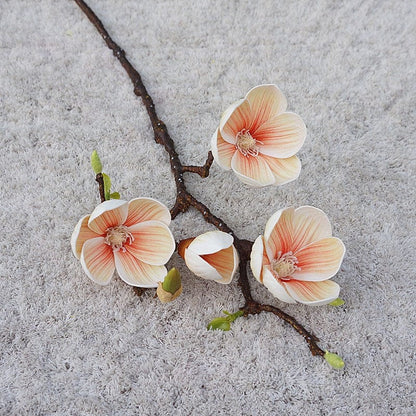 Flores artificiais de magnólia de 3 cabeças