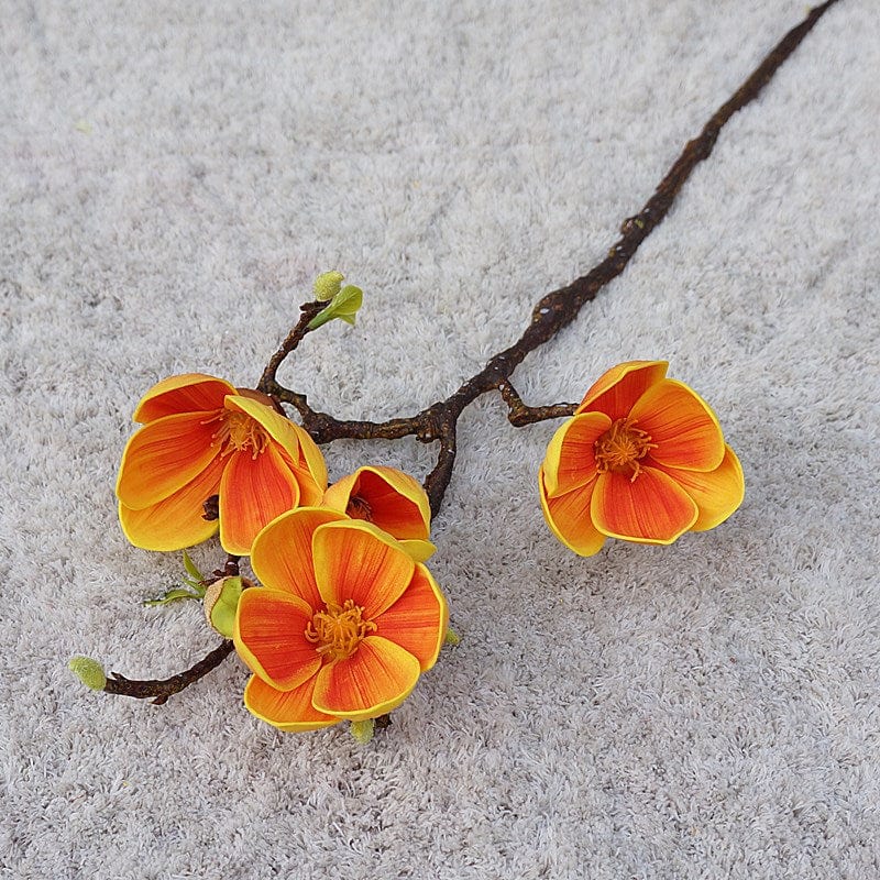 Flores artificiais de magnólia de 3 cabeças