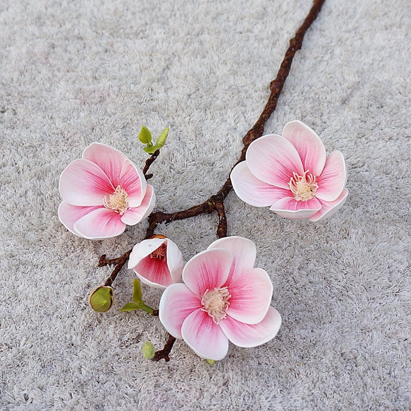 Flores artificiales de magnolia de 3 cabezas