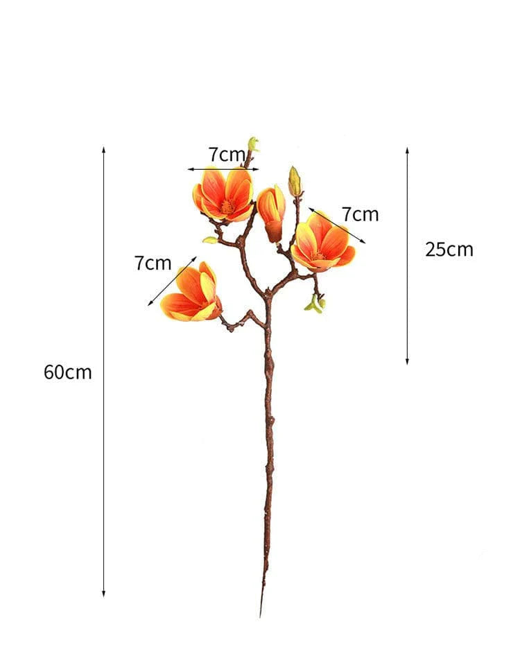 Flores artificiais de magnólia de 3 cabeças