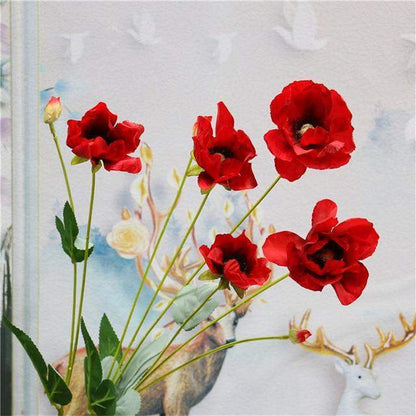 Artificial 8 Branch Poppy Silk Flower