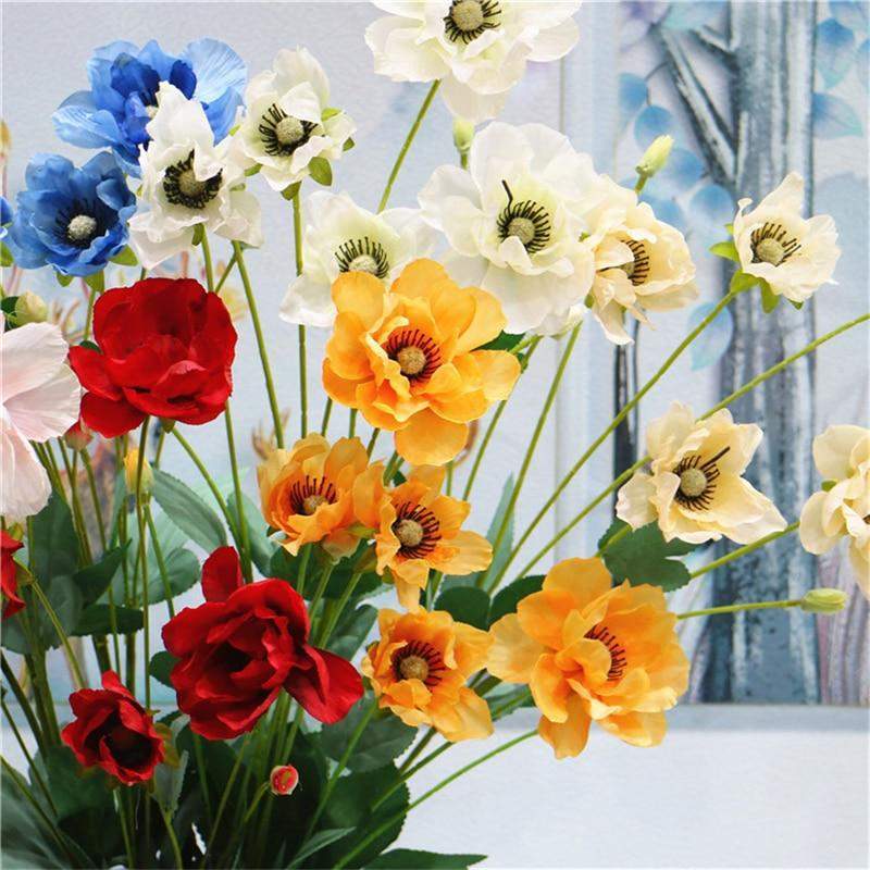 Artificial 8 Branch Poppy Silk Flower