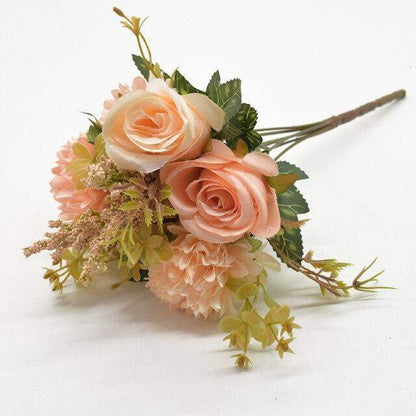 Bouquet artificiale di rose + crisantemo