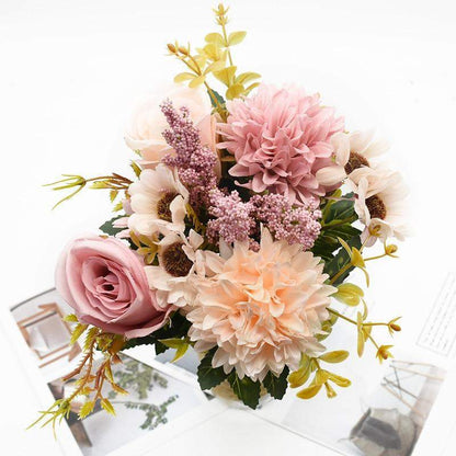 Bouquet artificiale di rose + crisantemo