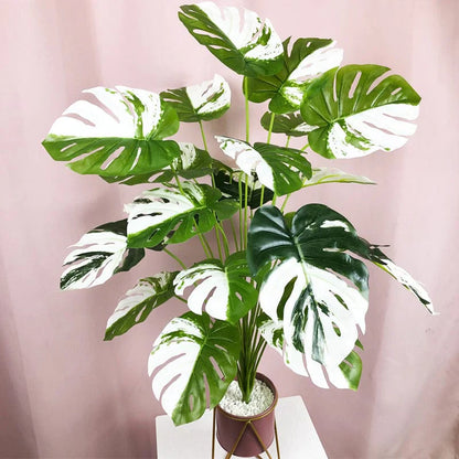 Artificial White Monstera Palm