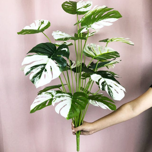 Künstliche weiße Monstera-Palme