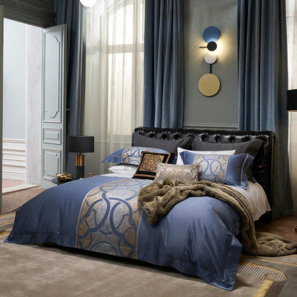 Astrid Space Blue Egyptian Cotton Bedding Set