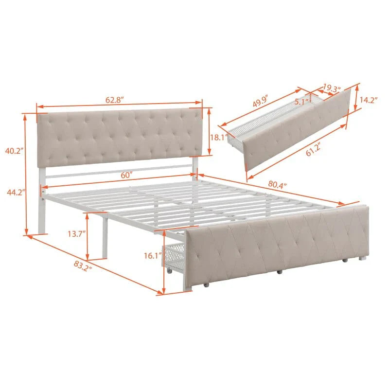 Cama con plataforma metálica Atlas con cajón grande