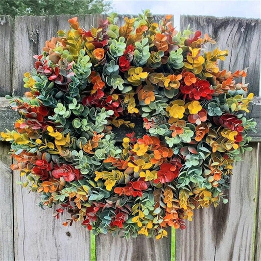 Couronne de fleurs d'eucalyptus d'automne