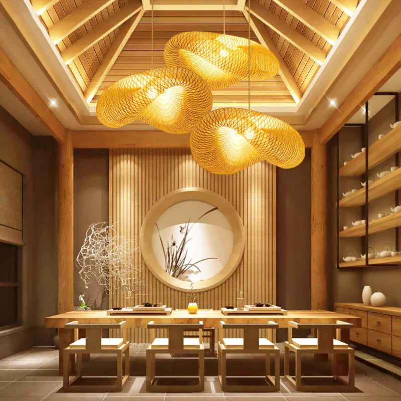 Bamboo Hat Chandelier Light