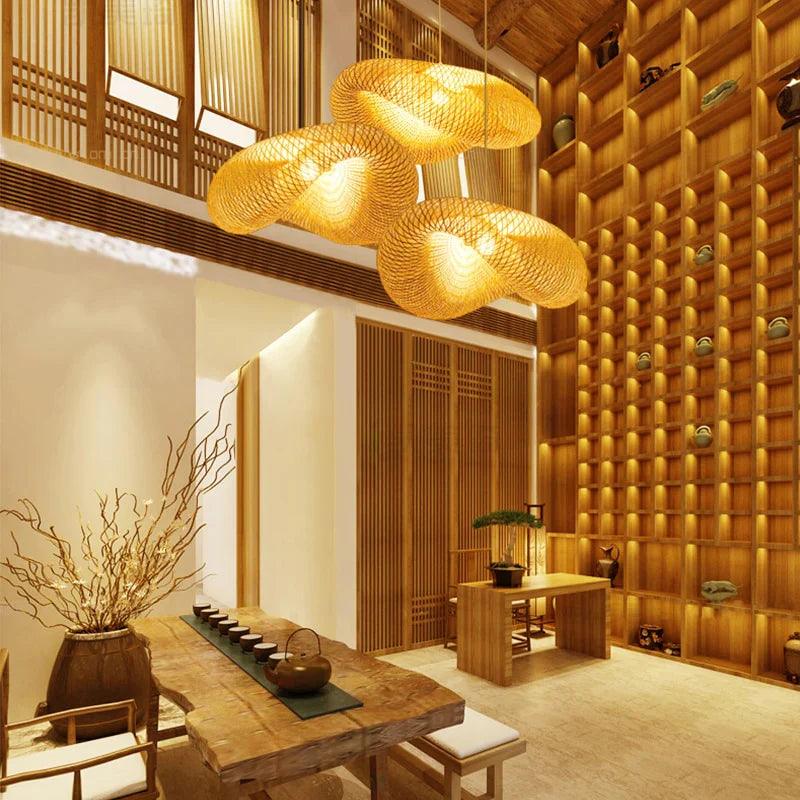 Bamboo Hat Chandelier Light