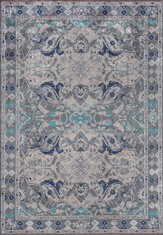 Bastille Light Cream - Blue Rug area carpet area rug carpet Color_Beige Color_Blue Color_Grey Color_White IST Material_Cotton & Viscose oriental orientalcollection Rug2023