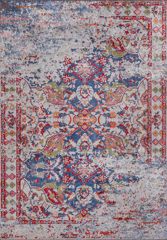 Bastille Tile - Navy Blue Rug area carpet area rug carpet Color_Beige Color_Blue Color_Red IST Material_Cotton & Viscose oriental orientalcollection Rug2023