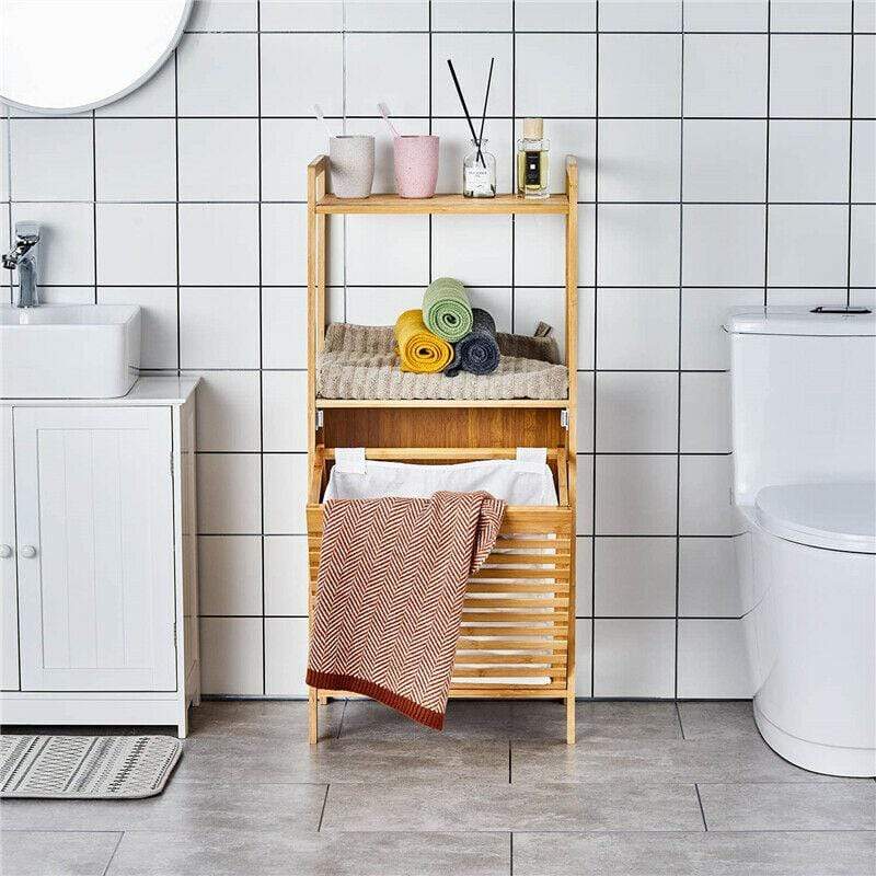 Étagère de rangement en bambou pour salle de bain