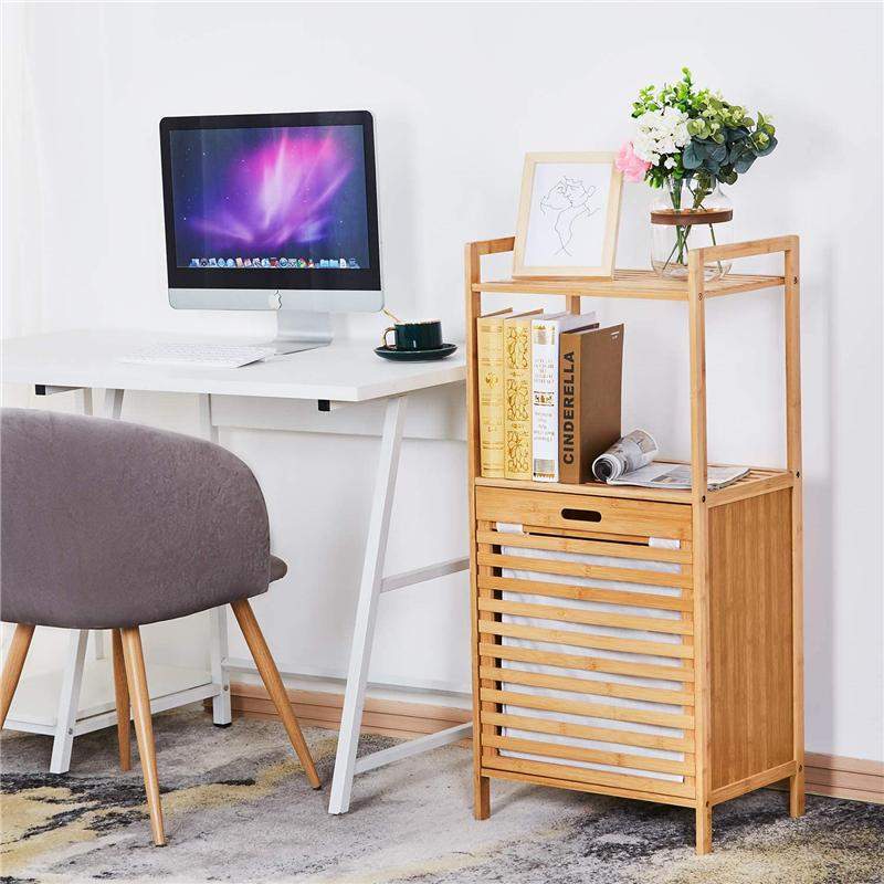 Étagère de rangement en bambou pour salle de bain