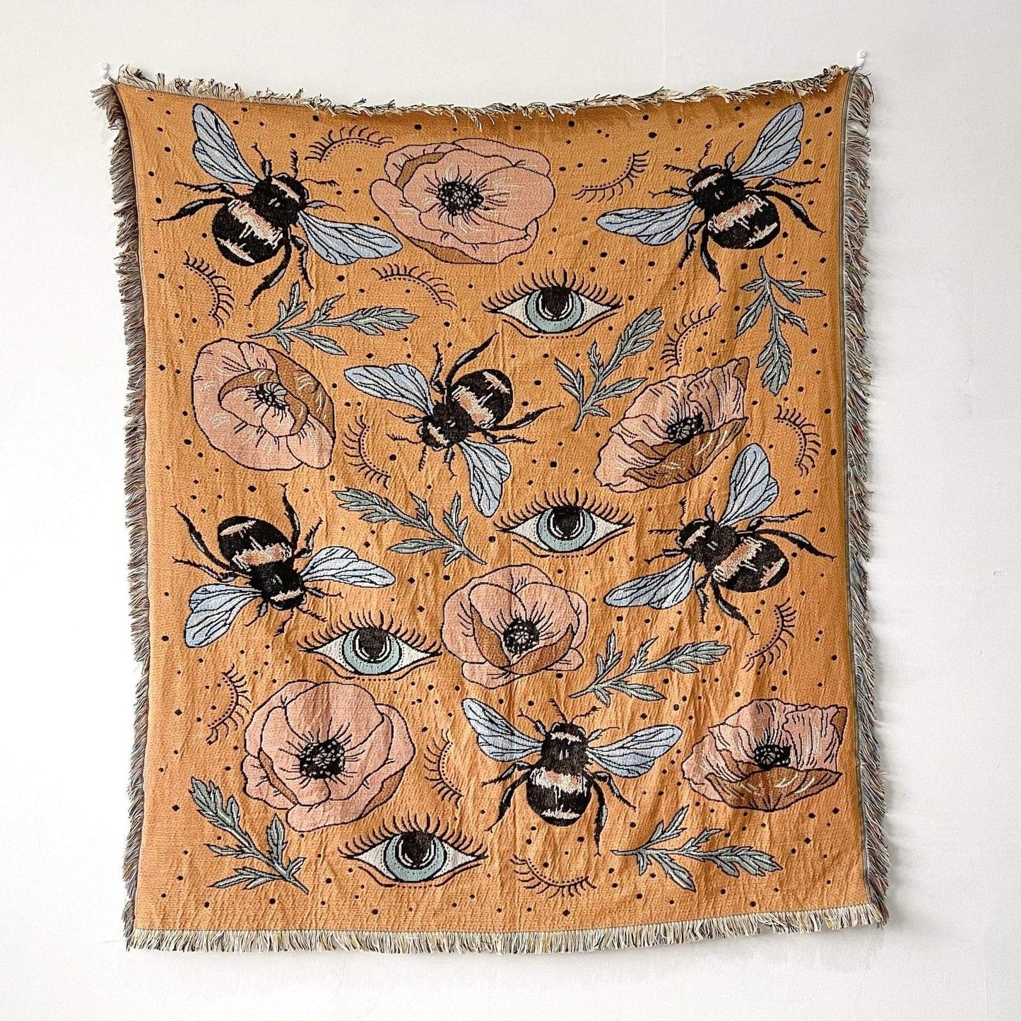 Bees and Eyes Garden Throw Blanket