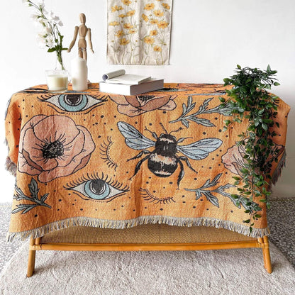 Bees and Eyes Garden Throw Blanket