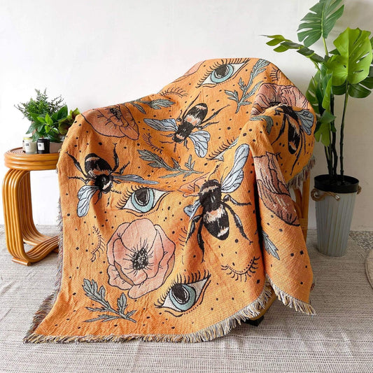 Bees and Eyes Garden Throw Blanket