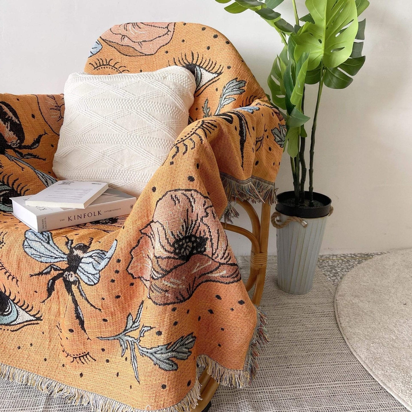 Bees and Eyes Garden Throw Blanket