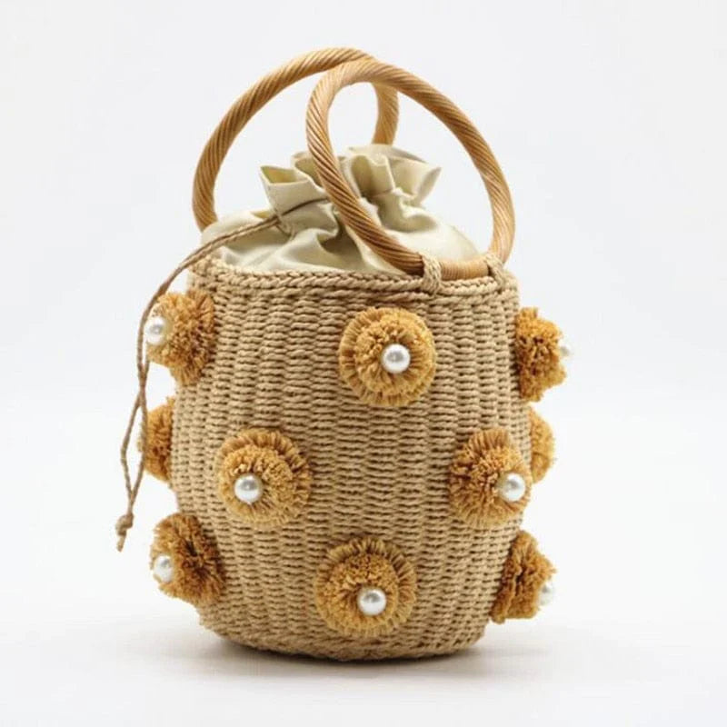 Beta Straw Bucket Bag