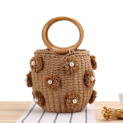 Beta Straw Bucket Bag