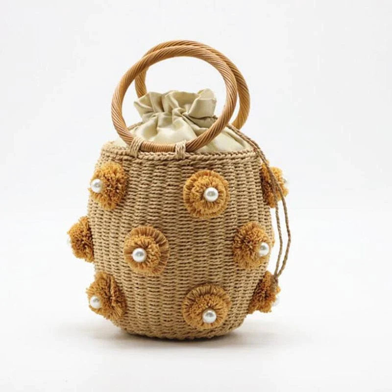 Beta Straw Bucket Bag