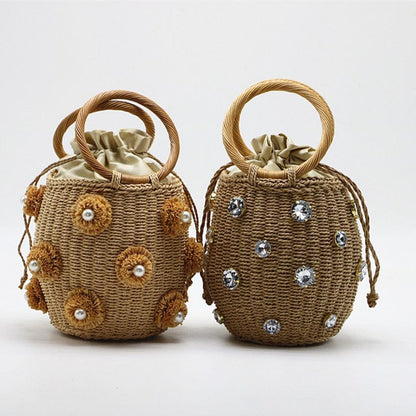 Beta Straw Bucket Bag