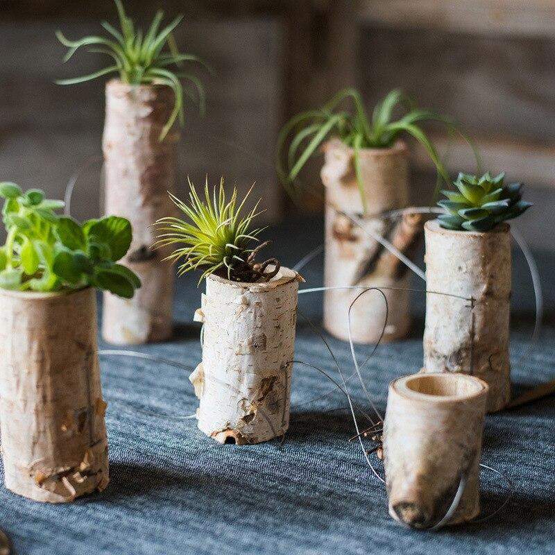 Pots de fleurs en bois de bouleau