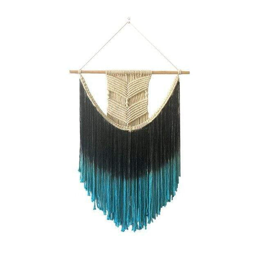 Tapiz de macramé bohemio negro