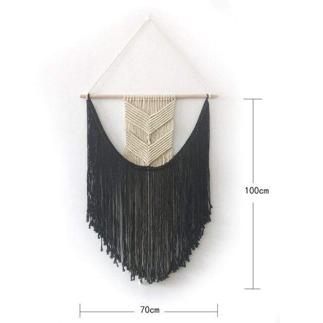 Tapisserie macramé bohème noir