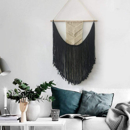 Black Bohemian Macrame Tapestry