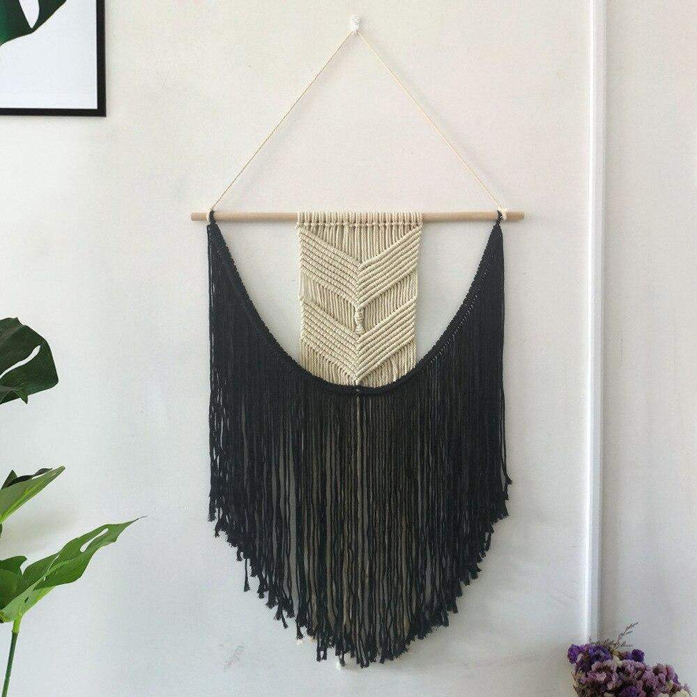 Black Bohemian Macrame Tapestry