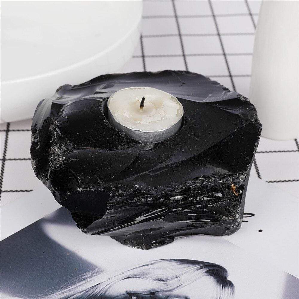 Black Obsidian Candlestick