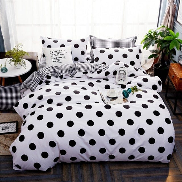 Schwarzes Polka Dot-Bettwäscheset